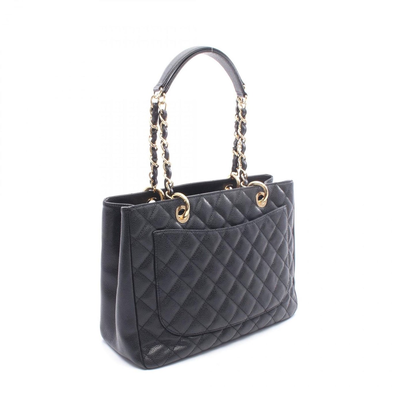 Chanel Tote Bag Quilted Grand Shopping GST Black Caviar Leather Chain — view 2
