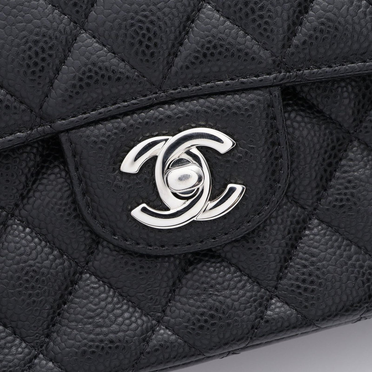 Chanel Shoulder Bag Quilted Double Flap Black Caviar Leather Chain — view 8