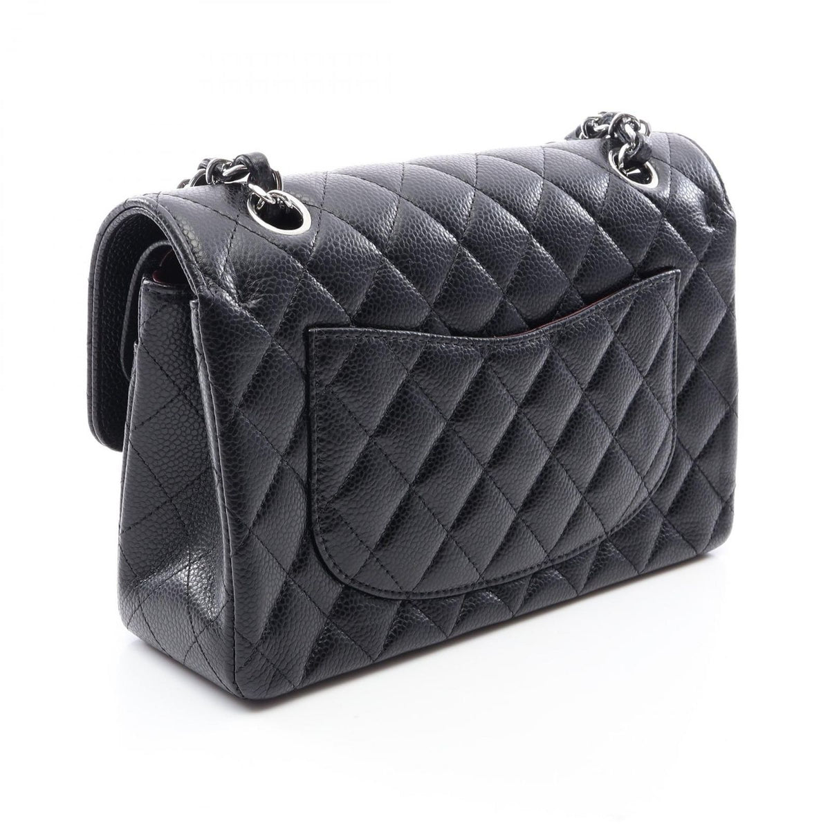 Chanel Shoulder Bag Quilted Double Flap Black Caviar Leather Chain — view 2