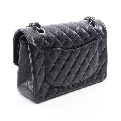 Chanel Shoulder Bag Quilted Double Flap Black Caviar Leather Chain — view 2