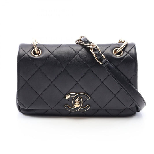 Chanel Shoulder Bag Quilted Black Lambskin Small Flap Chain