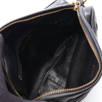 Chanel Shoulder Bag Quilted Fringe Chain Black Lambskin — view 3
