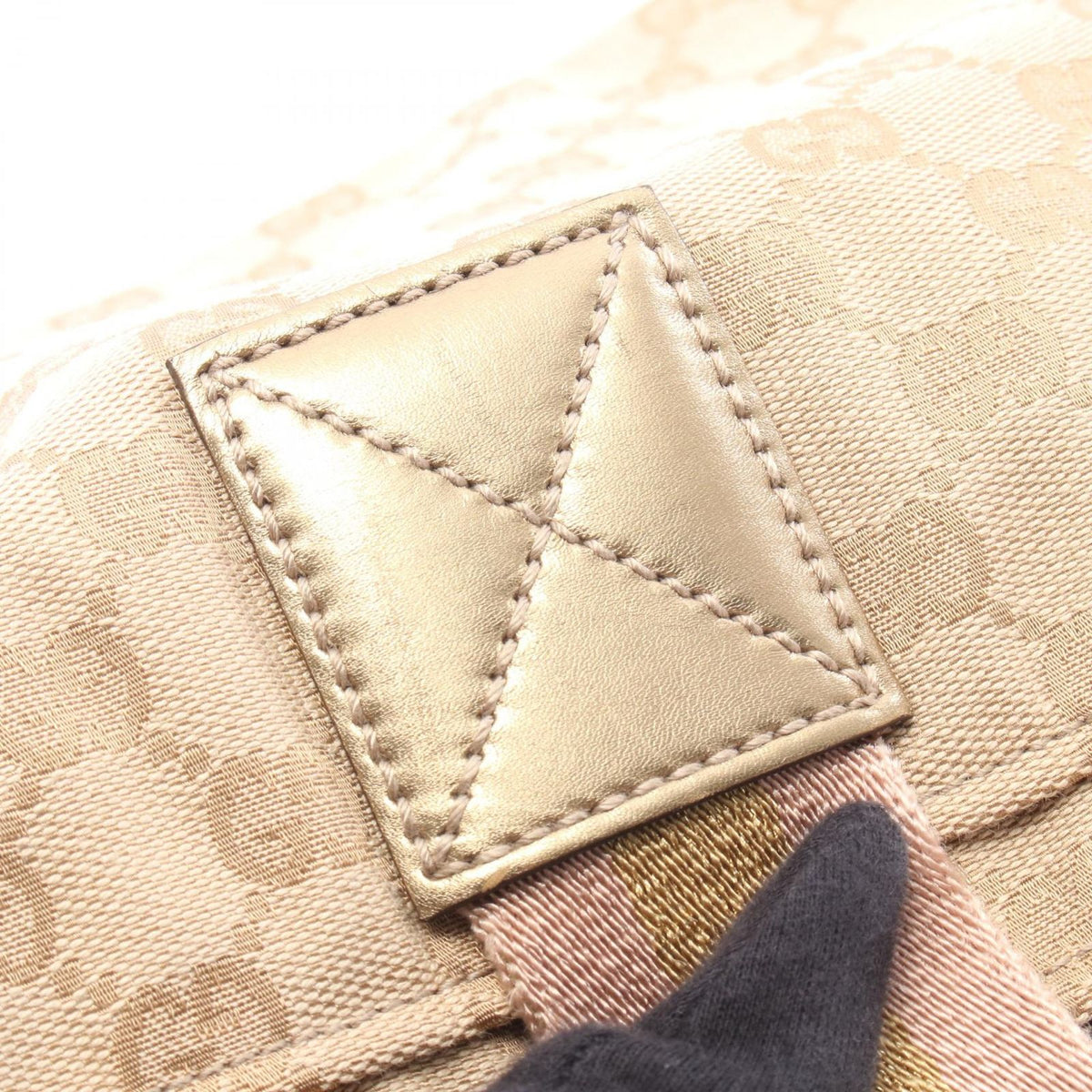 Gucci Tote Bag GG Canvas Sherry Line Gold Beige Pink — view 7