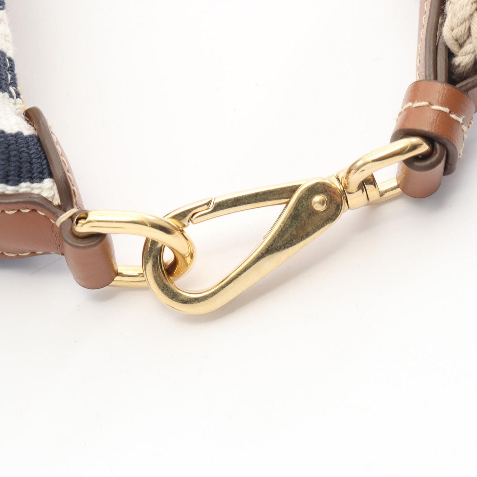 Miu Miu Handbag Cannette' Righe Stripe White Navy Brown Canvas Leather Spirit — view 7