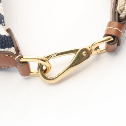 Miu Miu Handbag Cannette' Righe Stripe White Navy Brown Canvas Leather Spirit — view 7