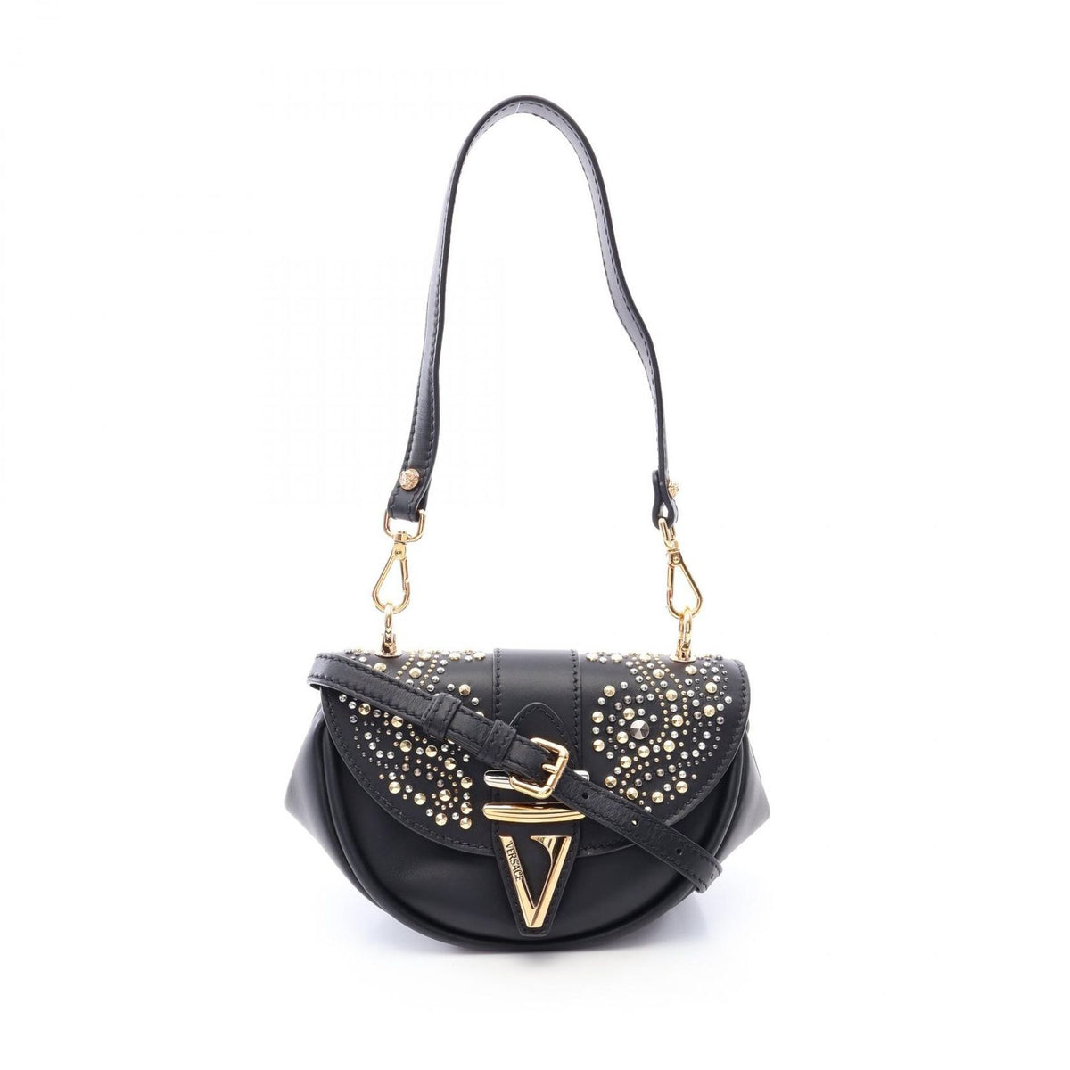Versace Shoulder Bag Virtus Small 2-Way Black Multi Leather