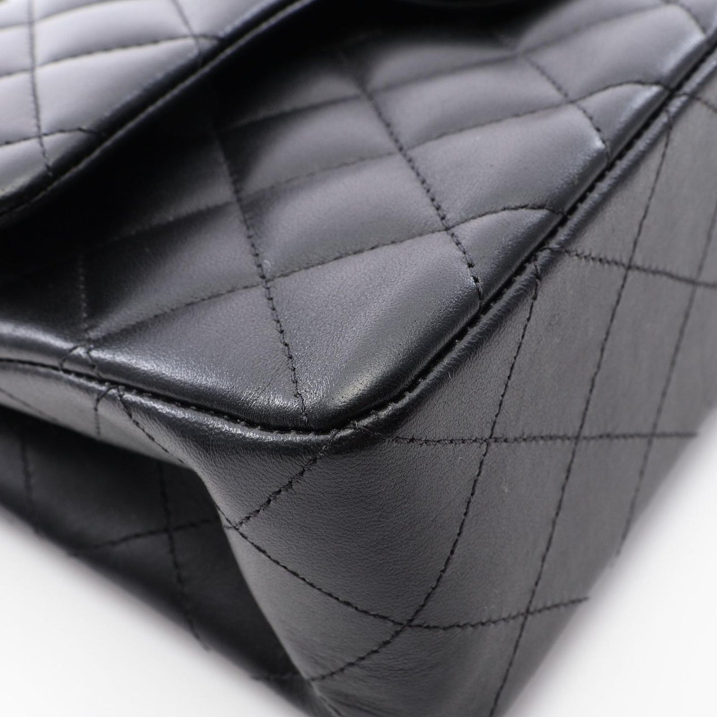 Chanel Shoulder Bag Quilted Double Flap Black Lambskin Chain — view 7