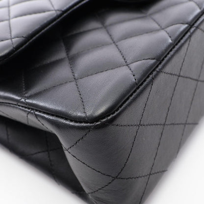 Chanel Shoulder Bag Quilted Double Flap Black Lambskin Chain — view 7