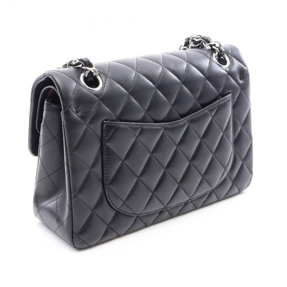Chanel Shoulder Bag Quilted Double Flap Black Lambskin Chain — view 2