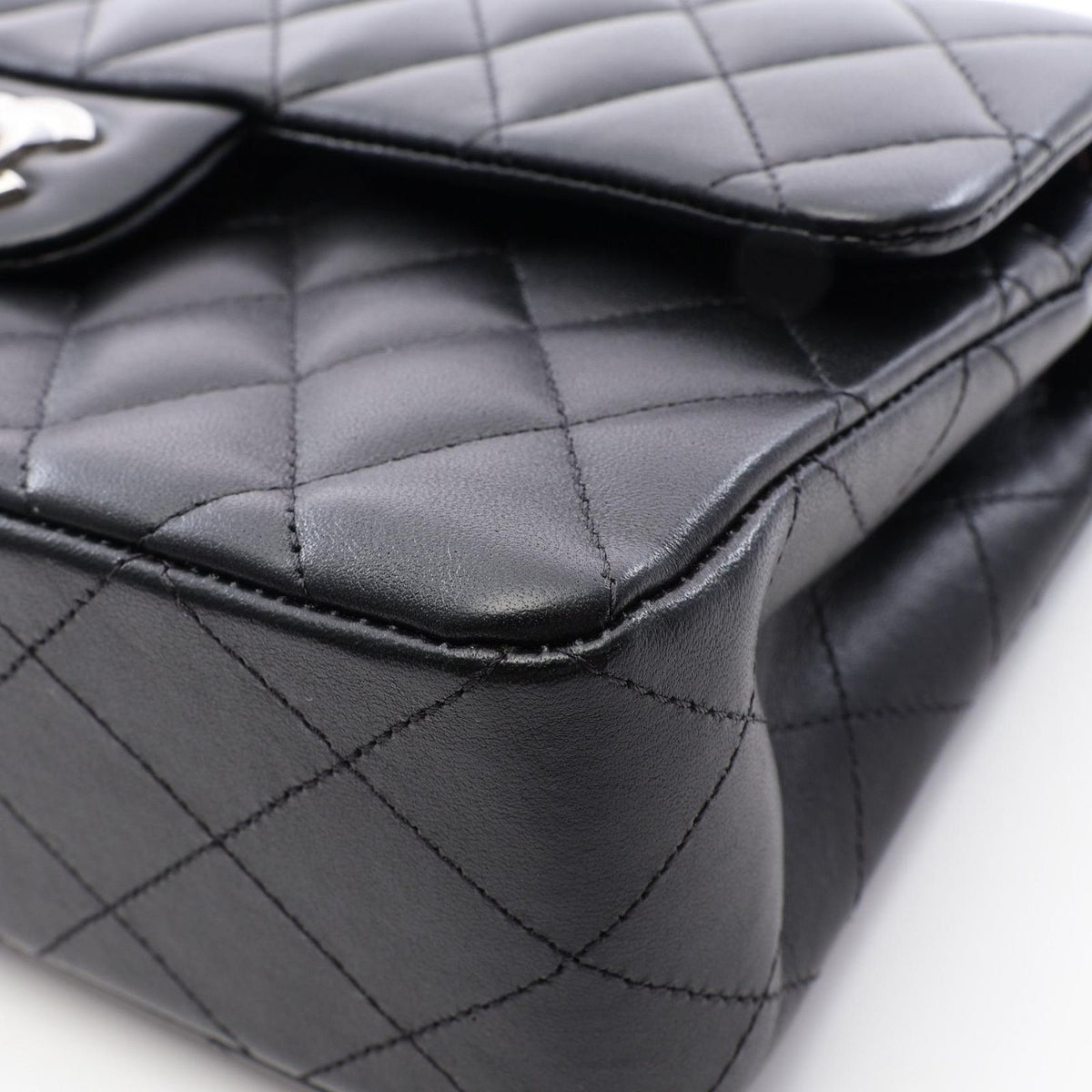 Chanel Shoulder Bag Quilted Double Flap Black Lambskin Chain — view 6