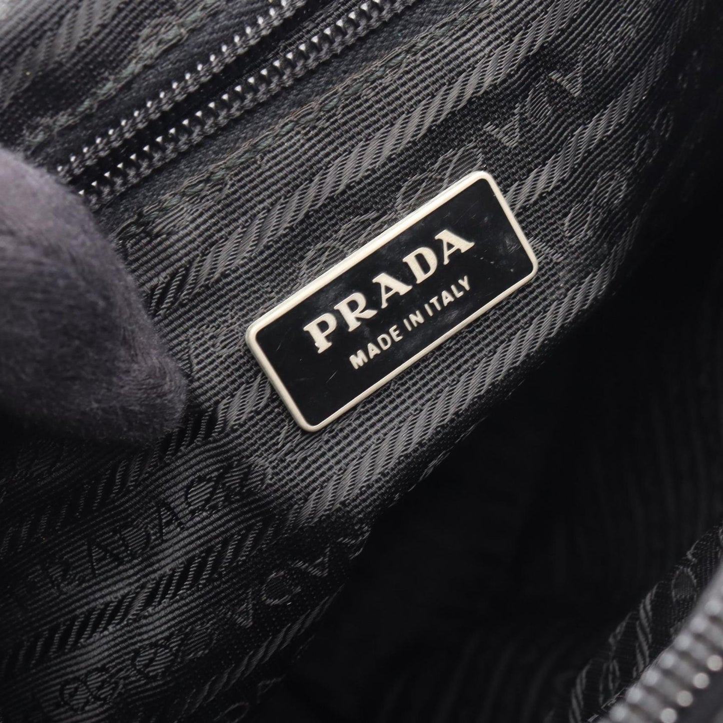 Prada Shoulder Bag Vela Black Nylon Leather Triangle Logo — view 4