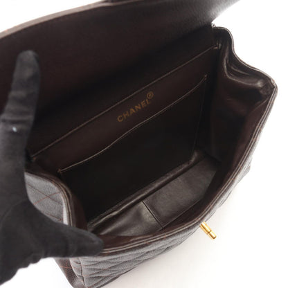 Chanel Shoulder Bag Quilted Face Brown Caviar Leather Double Chain — view 3