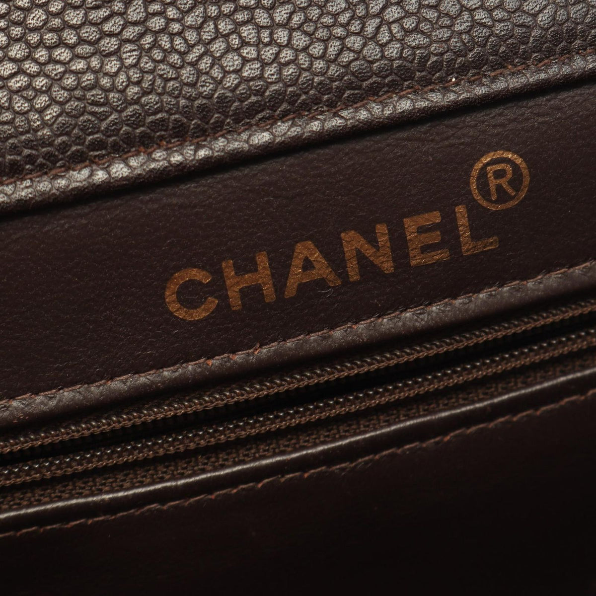 Chanel Shoulder Bag Quilted Face Brown Caviar Leather Double Chain — view 5