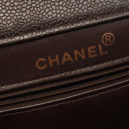 Chanel Shoulder Bag Quilted Face Brown Caviar Leather Double Chain — view 5