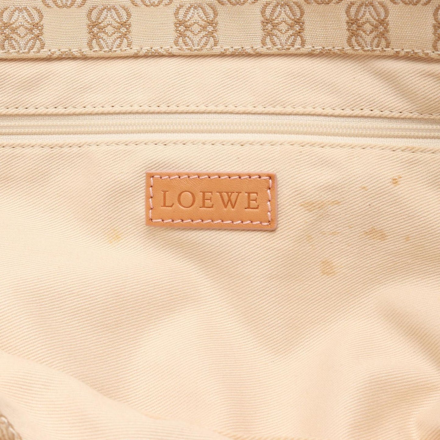 Loewe Tote Bag Repeat Anagram Beige Canvas Leather — view 5