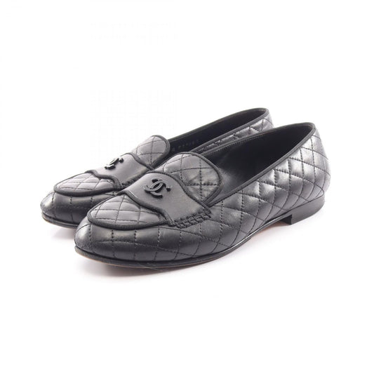 Chanel Loafers Quilted CC Logo Bk Leather