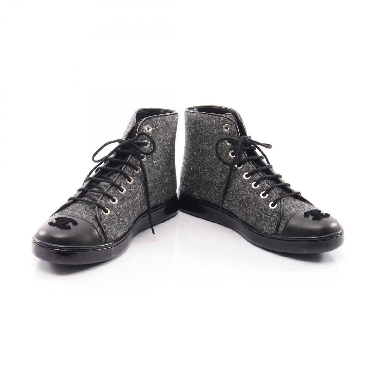 Chanel Sneakers CC Logo Fabric Leather CC Tweed High — view 3