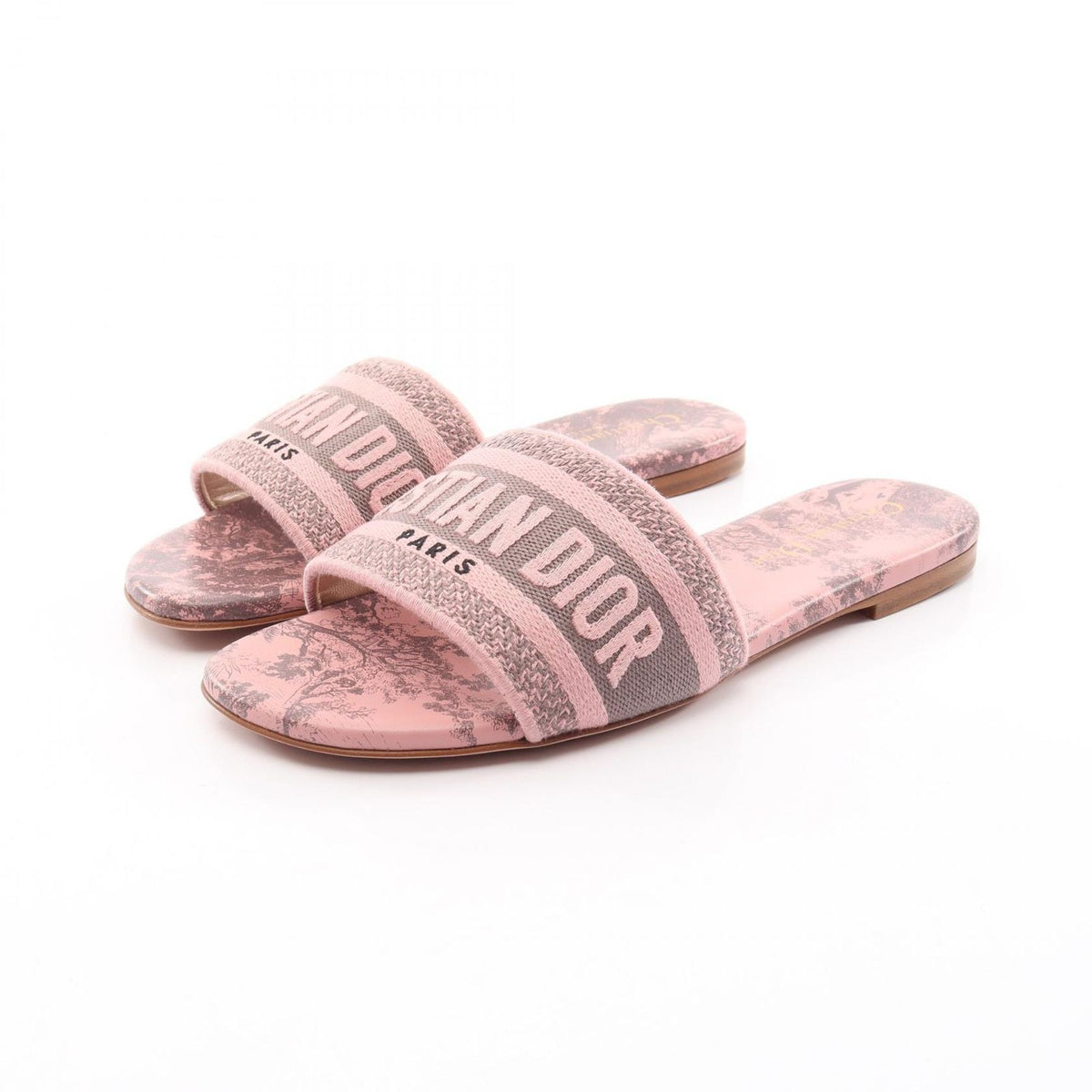 Dior Sandals Dway Slide Toile de Jouy Embroidery Canvas