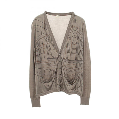 Hermes Cardigan V-neck Contrast Silk Cashmere