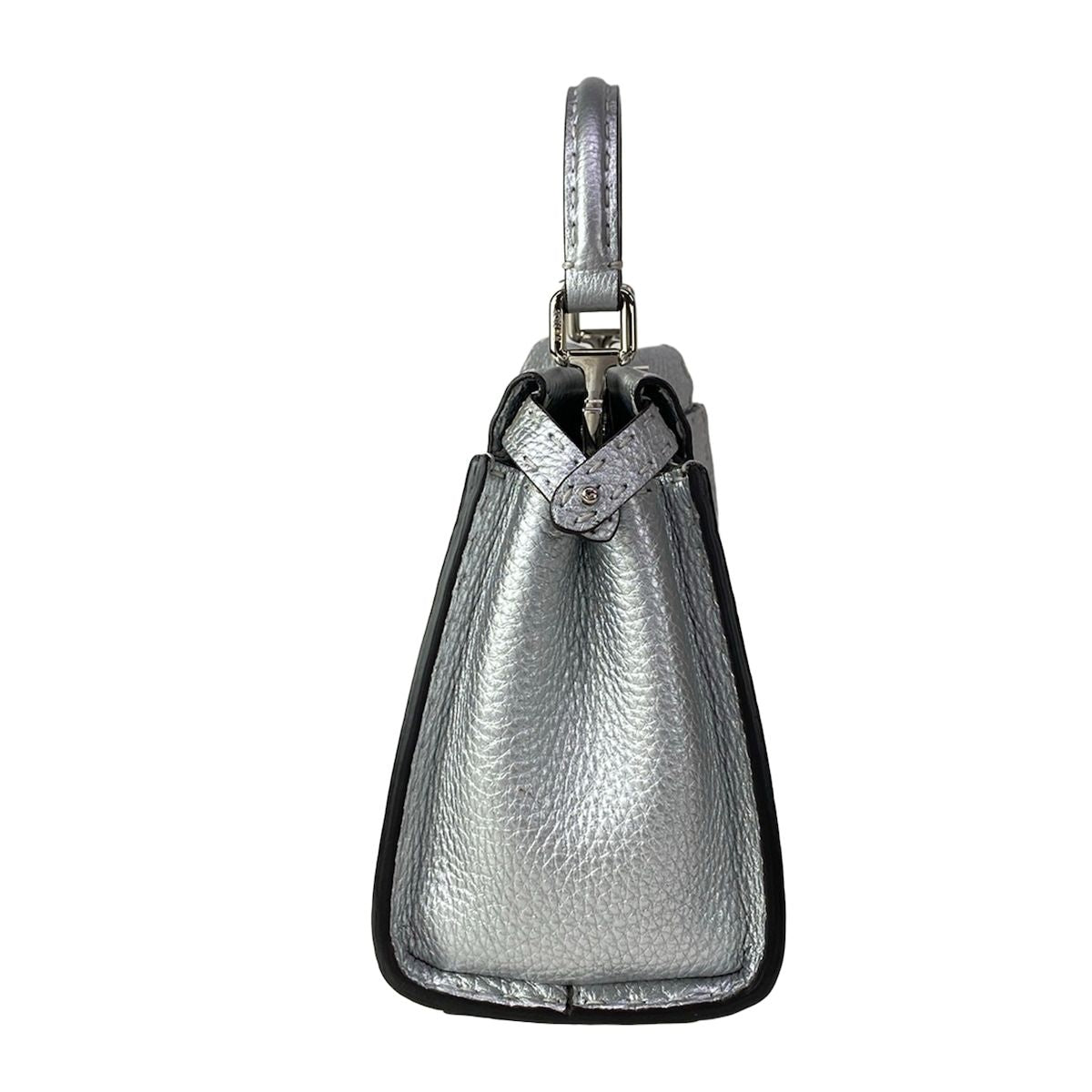 Fendi Handbag Peekaboo Iconic Small Selleria Silver Leather — view 2