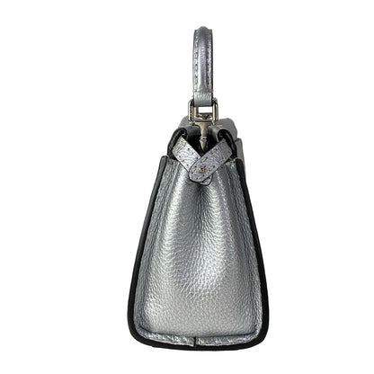 Fendi Handbag Peekaboo Iconic Small Selleria Silver Leather — view 2