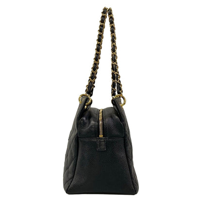 Chanel Shoulder Bag Petit Timeless Tote Quilted Black Chain Gold — view 4