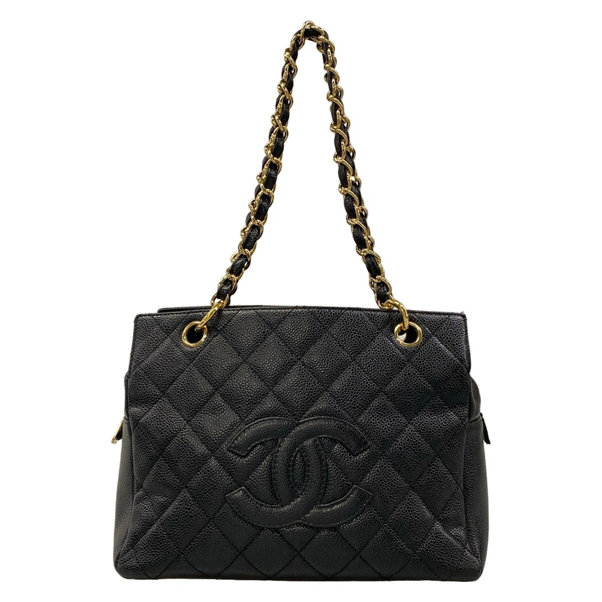 Chanel Shoulder Bag Petit Timeless Tote Quilted Black Chain Gold
