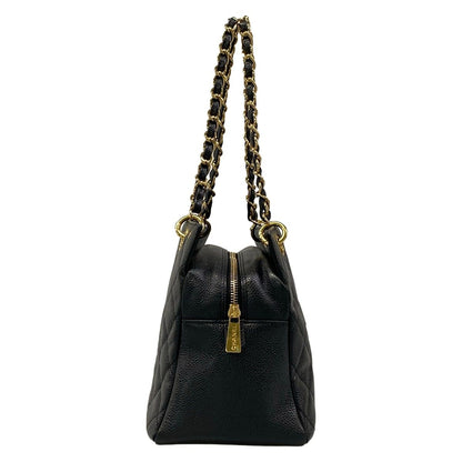 Chanel Shoulder Bag Petit Timeless Tote Quilted Black Chain Gold — view 2