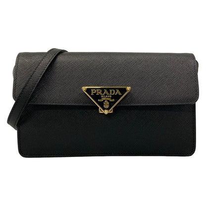 Prada Shoulder Bag Saffiano Leather Black