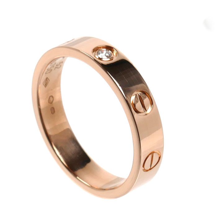 Cartier 18K Pink Gold Mini Love Diamond Ring 52 Vintage — view 2