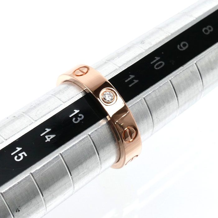 Cartier 18K Pink Gold Mini Love Diamond Ring 52 Vintage — view 6