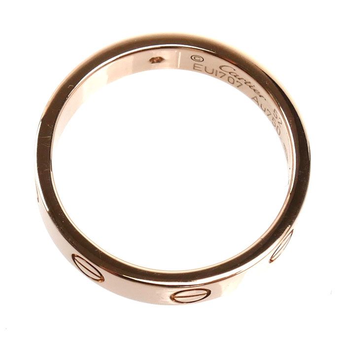 Cartier 18K Pink Gold Mini Love Diamond Ring 52 Vintage — view 4