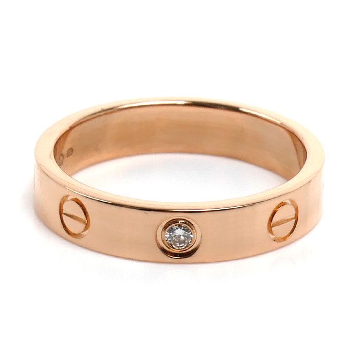 Cartier 18K Pink Gold Mini Love Diamond Ring 52 Vintage — view 3
