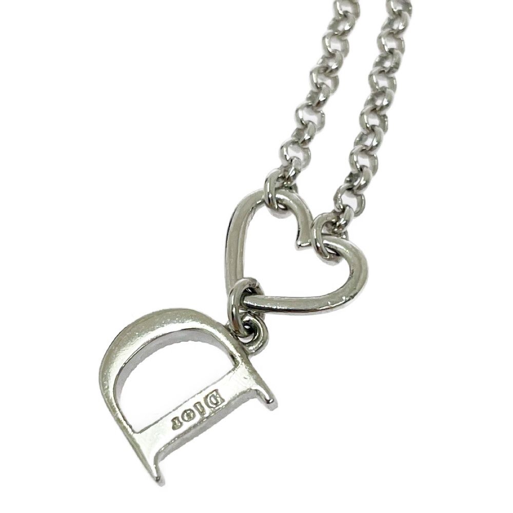 Dior Metal Rhinestone D Logo Heart Cut Silver Bracelet — view 4