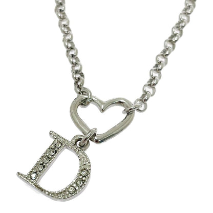 Dior Metal Rhinestone D Logo Heart Cut Silver Bracelet — view 3