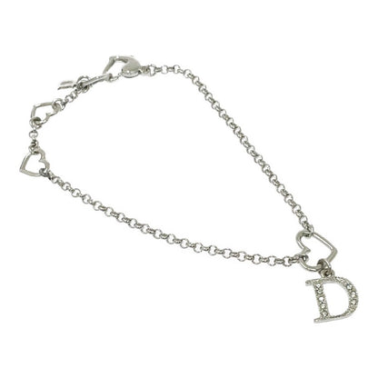 Dior Metal Rhinestone D Logo Heart Cut Silver Bracelet — view 2