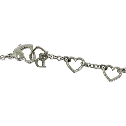 Dior Metal Rhinestone D Logo Heart Cut Silver Bracelet — view 5