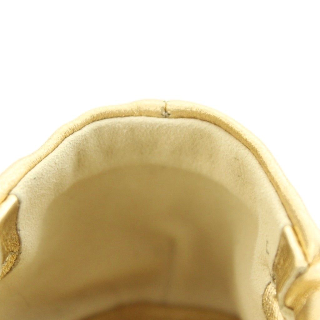 Prada Mordre Leather Flat Shoes Ballet Ribbon Round Toe Gold Color Black BB — view 8