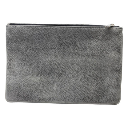 Dior Pouch Clutch Leather Gray Lightweight Capacity Crossbody — view 2