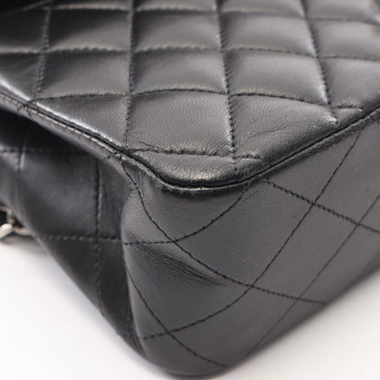 Chanel Shoulder Bag Quilted Double Flap Black Lambskin Chain — view 7