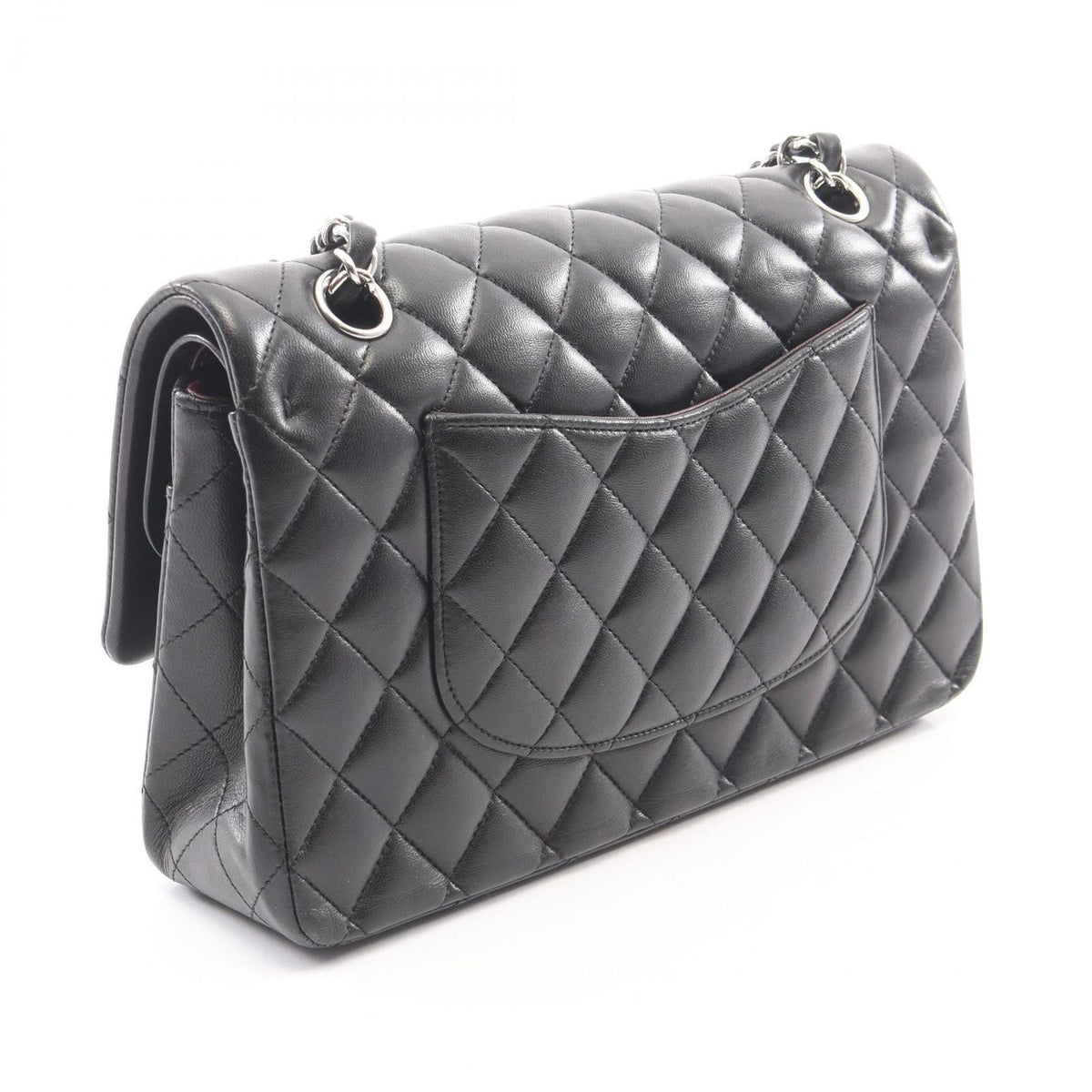Chanel Shoulder Bag Quilted Double Flap Black Lambskin Chain — view 2