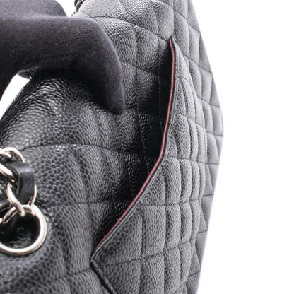 Chanel Shoulder Bag Quilted Double Flap Black Caviar Leather Chain — view 6