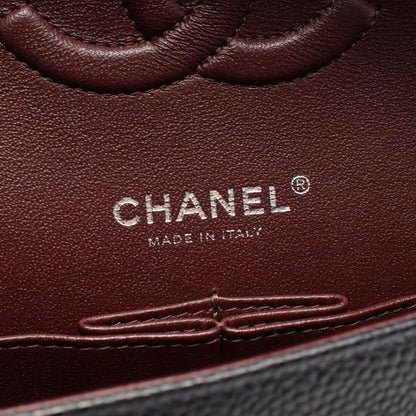 Chanel Shoulder Bag Quilted Double Flap Black Caviar Leather Chain — view 4