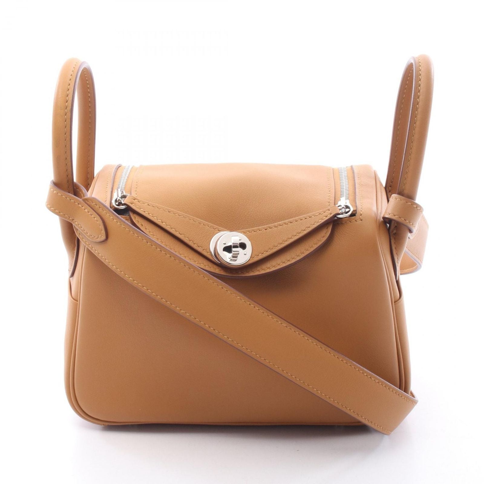 Hermes Shoulder Bag Lindy Mini Verso Camel Celeste