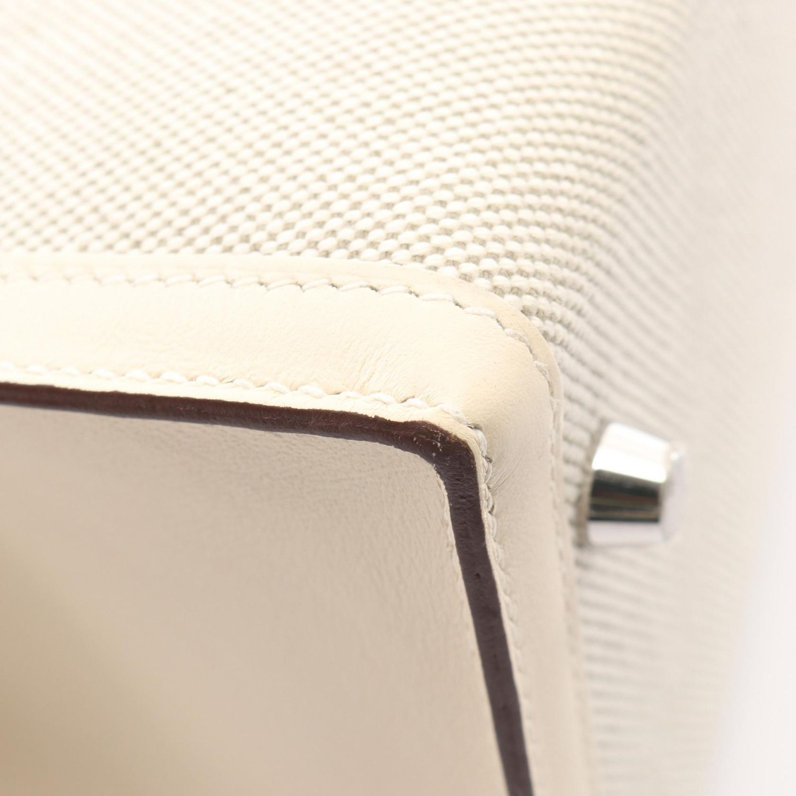 Hermes Kelly 28 Sellier 2-Way Ecru Nata Canvas Leather Handbag — view 8