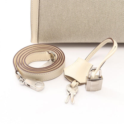 Hermes Kelly 28 Sellier 2-Way Ecru Nata Canvas Leather Handbag — view 6