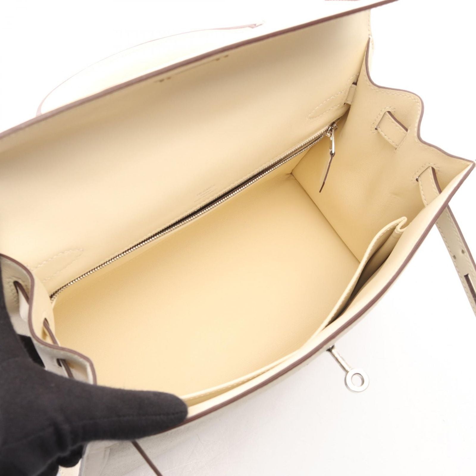 Hermes Kelly 28 Sellier 2-Way Ecru Nata Canvas Leather Handbag — view 3