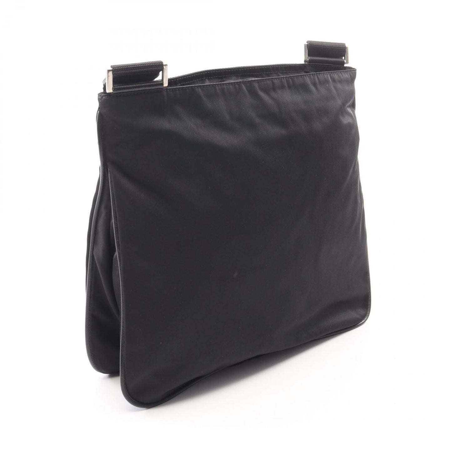 Prada Shoulder Bag Tessuto Saffiano Black Nylon Leather Triangle Logo — view 2