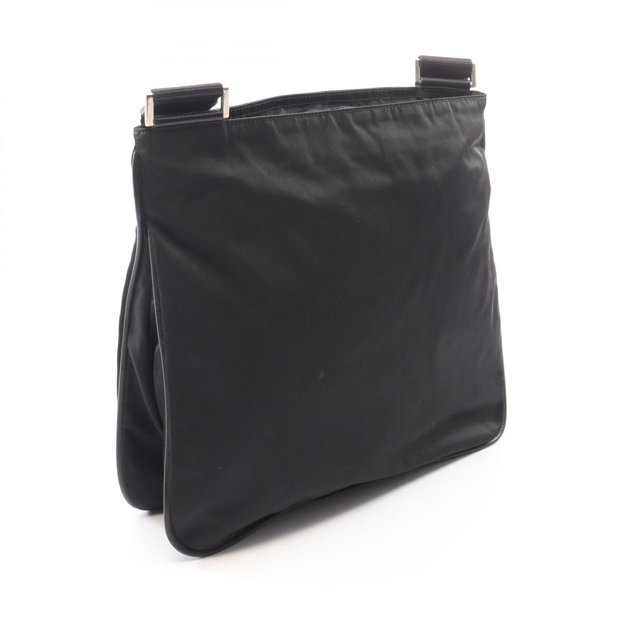 Prada Shoulder Bag Tessuto Saffiano Black Nylon Leather Triangle Logo — view 2