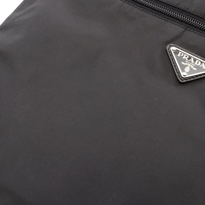 Prada Shoulder Bag Tessuto Saffiano Black Nylon Leather Triangle Logo — view 8